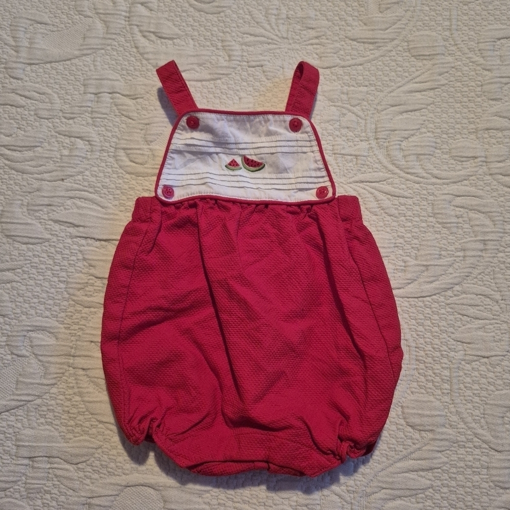 Janie and Jack girls size 0-3 months Layette watermelon bubble romper 2014 VGUC